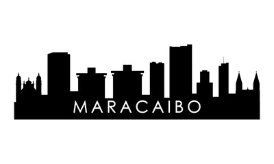 Naklejka premium Maracaibo skyline silhouette. Black Maracaibo city design isolated on white background.