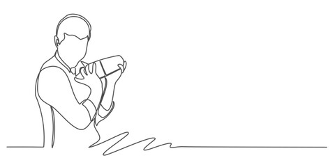 line art of bartender makes a cocktail Vector eps
