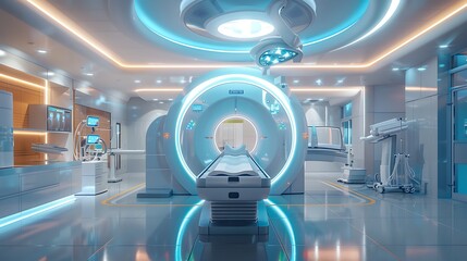 High-tech hospital radiology department with advanced imaging technology