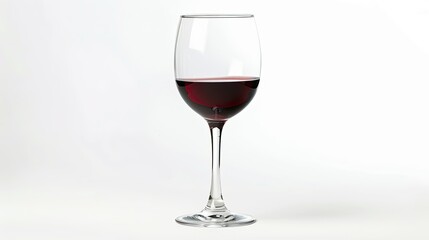 Sophisticated glass of red wine on a long stem, isolated on white background, showcasing its rich and deep color.