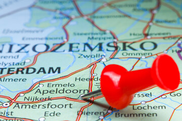 Apeldoorn, Netherlands pin on map. Holland