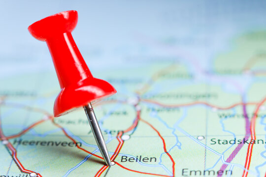 Beilen, Netherlands pin on map. Holland