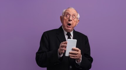The elderly man with smartphone