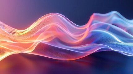 Abstract wave of glowing light, blue and orange colors, dynamic and futuristic.