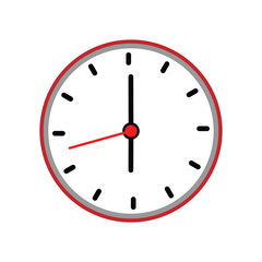 Clock icon in flat style, timer on white background. Business watch. Simple business watch. Vector illustration. Eps file 142.
