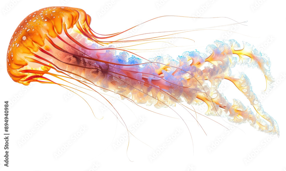 Poster png vibrant jellyfish with flowing tentacles