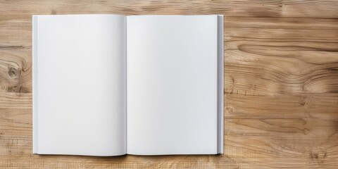 Open Blank Book on Wooden Table