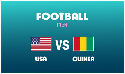 USA Vs Guinea Match Football Men Games Sport 2024 Abstract Design Teams Countries Symbol Logo Vector Illustration