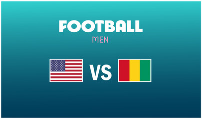 USA Vs Guinea Match Football Men Games Sport 2024 Design Abstract Teams Countries Symbol Logo Vector Illustration