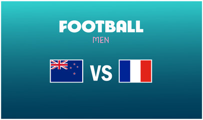New Zealand Vs France Match Football Men Games Sport 2024 Design Abstract Teams Countries Symbol Logo Vector Illustration