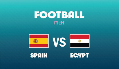 Spain Vs Egypt Match Football Men Games Sport 2024 Abstract Design Teams Countries Symbol Logo Vector Illustration