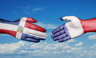 Dominican and France country handshaking with flags, consensus concept international co-operation illustration