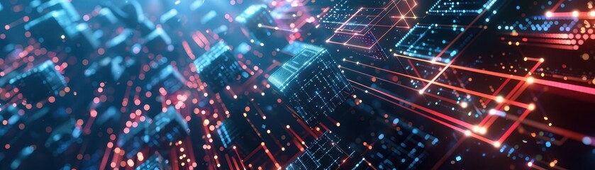 Abstract digital network structure with glowing lines and nodes, representing big data, technology, and connection.