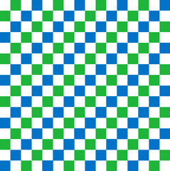 Chessboard background design in the vibrant colors of the Sierra Leone flag: green, white, and blue. Perfect for modern, abstract, and patriotic themes. Editable background 