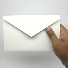 close-up of a hand presenting a white envelope