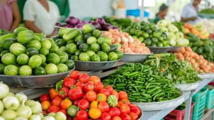 A grocery store with a variety of fresh vegetables and fruits on display