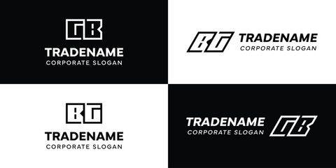 Letters BG and GB Square and Dynamic Logo Set, for business with Initials GB or BG