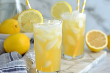 Refreshing Summer Lemonade with Ice Cubes