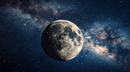 Fototapeta premium moon with milky way background