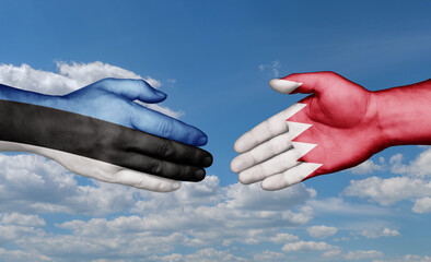 Bahrain and Estonia country handshaking with flags, consensus concept international co-operation illustration