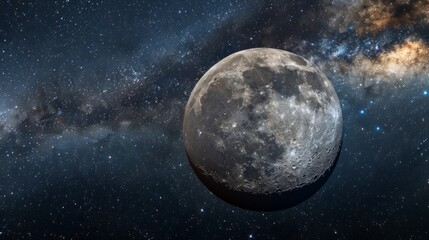 Naklejka premium moon with milky way background