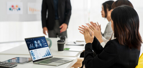 Business data dashboard provide business intelligence analytic for marketing strategy planning snugly with big data set to analyze customer demands and foreseeing business future