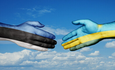 Republic of Rwanda and Estonia country handshaking with flags, consensus concept international co-operation illustration