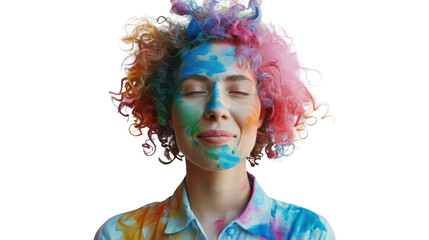 Naklejka premium Portrait of a business chromotherapist applying color healing in office spaces