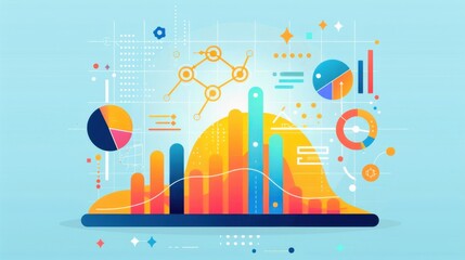 Naklejka premium Charts and graphs on digital display, learner analytics