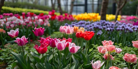 Colorful Tulips in a Garden