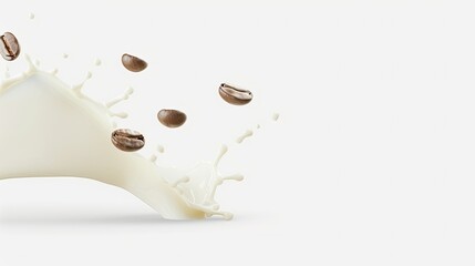 Coffee Beans Splashing in Milk