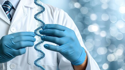 Scientist Holding a DNA Double Helix Model