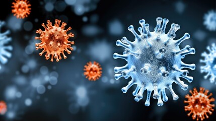 Close-Up View of a Blue Coronavirus