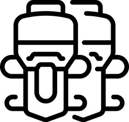 Line art illustration of two tuk tuks driving in opposite directions, representing the chaos of a busy city