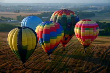 Obraz premium Hot Air Balloons Floating Over Field