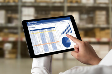 Spreadsheet document information financial startup concept. data and graphs in spreadsheet documents for online analysis project dashboard accounting digital snugly