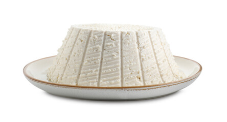 Tasty ricotta (cream cheese) isolated on white