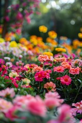 Close Up Of Pink Flowers In A Garden