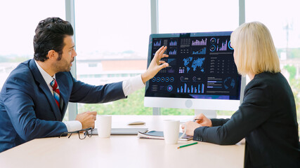 Business data dashboard provide business intelligence analytic for marketing strategy planning snugly with big data set to analyze customer demands and foreseeing business future