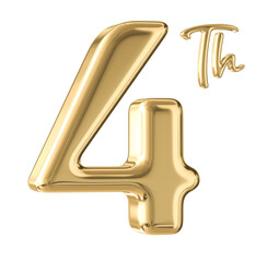 4th Anniversary Gold Number 3D