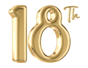 18th Anniversary Gold Number 3D