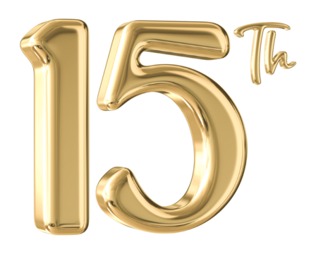 15th Anniversary Gold Number 3D