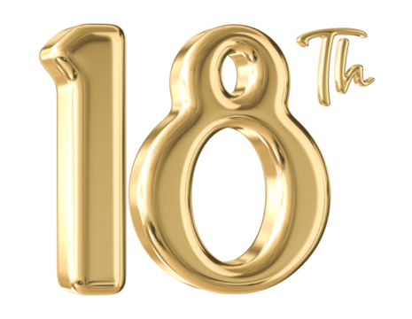 18th Anniversary Gold Number 3D