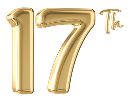 17th Anniversary Gold Number 3D