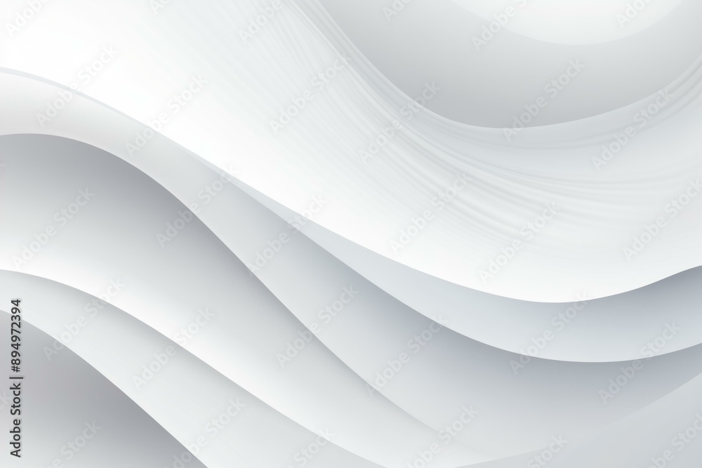 Poster a serene abstract background featuring smooth waves of white and light gray, creating a soft and lux