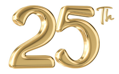 25th Anniversary Gold Number 3D