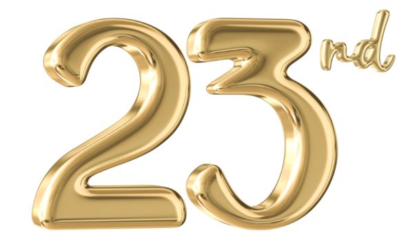23rd Anniversary Gold Number 3D