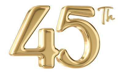 45th Anniversary Gold Number 3D