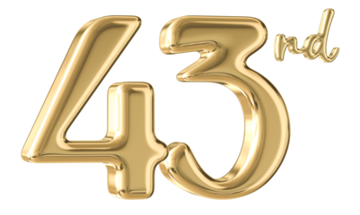 43rd Anniversary Gold Number 3D