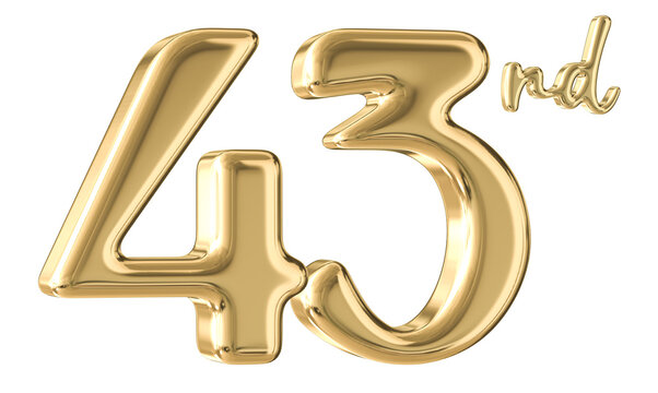 43rd Anniversary Gold Number 3D